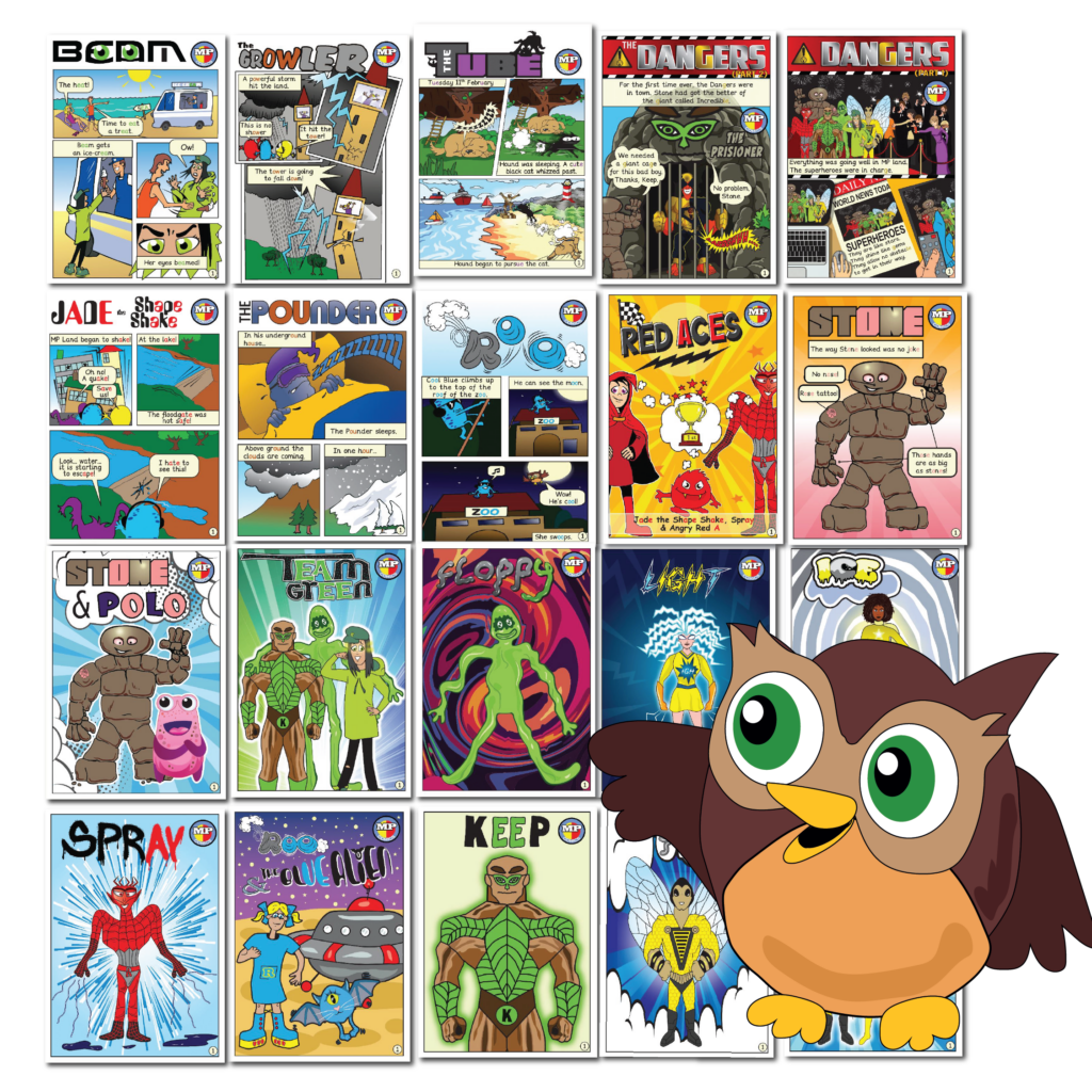 Superhero spelling comics