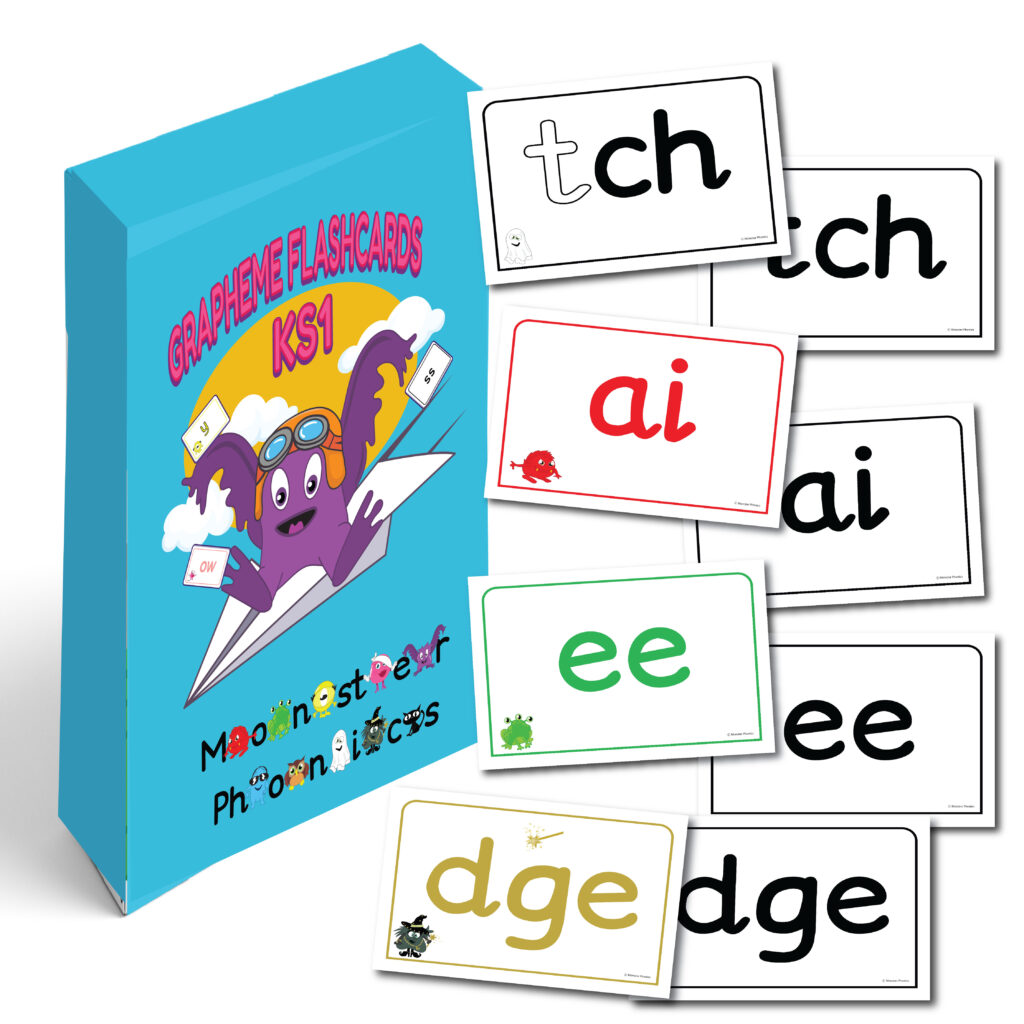 Monster Phonics grapheme flashcards ks1