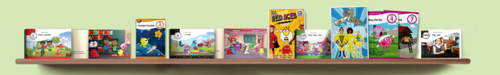 Monster Phonics Books on shelf
